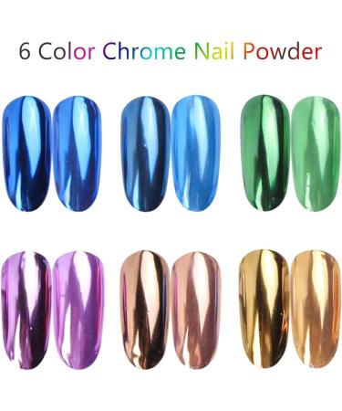 Chrome Nail Powder - 6 Box Colorful Nail Powder - Metallic Nail Art Pigment Powder Set - Mirror Effect Nail Chrome Powders for Nail Art Design Decoration - Buy Online on SooperMarket.com