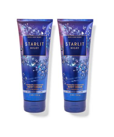 Bath and Body Works Starlit Night Body Cream Ultimate Hydration Gift Set For Women 2 Pack 8 Oz. (Starlit Night)