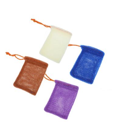 BELLIFFY 4pcs Bag Foaming Net Bath Cleaning Tool Drying Pouch Rapid Drying Towel Bubble Nylon