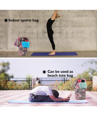 Mookis Yoga Mat Bag | Adjustable Shoulder Strap | Large Size Zipper Pocket | Flower Pattern | Multipurpose - Buy Online on SooperMarket.com