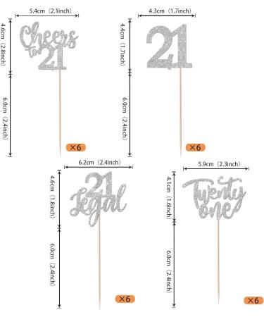 Rsstarxi 24 Pack 21st Birthday Cupcake Toppers Glitter Leg Al 21 Cupcake Toppers Twenty One Hello Cheers to 21 Cupcake Picks for Happy 21st Anniversary Birthday Party Cake Decorations Silver Silver 21st - Buy Online on SooperMarket.com