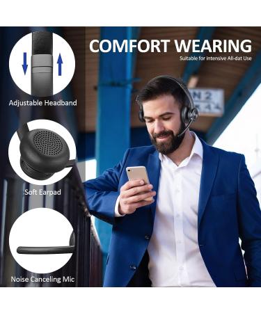 EKVANBEL Bluetooth Headset V5.2 with Adapter - Wireless Headphones with Noise Cancelling Microphone - On Ear Headset for Cell Phones, Laptop, Computer - M102 - Buy Online on SooperMarket.com