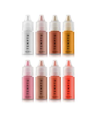 TEMPTU S/B Airbrush Blush & Highlighter Starter Set: Long-Wear Makeup  Dewy Buildable Formula Brightens Complexion  All Skin Types  8 Count (Pack of 1)