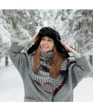 Peicees Winter Ushanka Trapper Hat with Earflaps - Unisex Black Winter Hat for Adults and Kids - Buy Online on SooperMarket.com