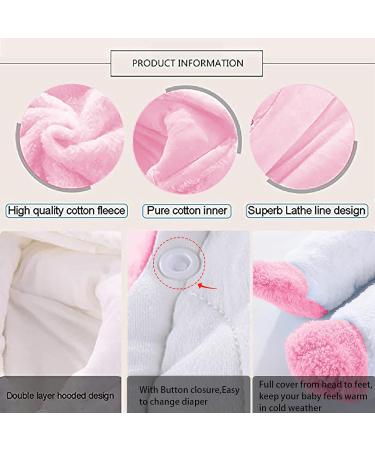Newborn Baby Cartoon Bear Snowsuit Winter Coat Fleece Hooded Romper Jumpsuit 6-9 Months - Pink Rabbit - Buy Online on SooperMarket.com