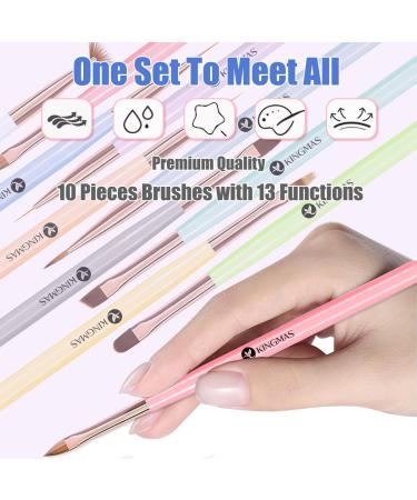 KINGMAS 10Pcs Nail Art Brushes Nail Gel Polish Painting Brush Drawing Pen Nail Liner Brush and Nail Dotting Pen for Gel Polish DIY Manicure Salon at Home - Buy Online on SooperMarket.com