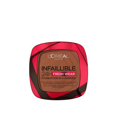 L'Or al Paris Infallible 24H Fresh Wear Foundation in a Powder Full-coverage Longwear Weightless Smooth Finish Water-proof and Transfer-proof 365 Deep Amber 365 Deep Amber 9 g