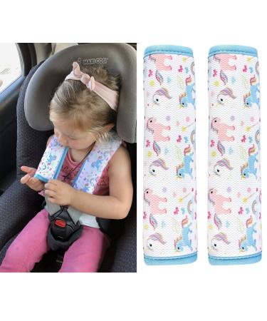 HECKBO 2X Kids Car Seat Belt Pads Seat Belt Protectors - Unicorn - Seat Belt Pads for Kids and Babies- Ideal for Any Seat Belt Car Booster Seat Kids Bicycle Unicorn 2 pieces
