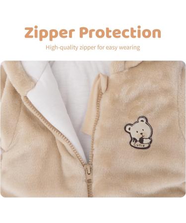 JiAmy Baby Boys Snowsuit | Girls Hooded Romper Winter Jumpsuit | Bear Cartoon Pajamas | Khaki 9-12 Months - Buy Online on SooperMarket.com