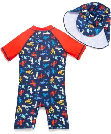 BONVERANO Baby Boy Sunsuit/Swimsuit UPF 50+ Sun Protection with Cap | 12-18 Months Shrimp - Buy Online on SooperMarket.com