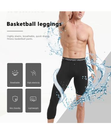 Blaward Men's Compression Legging 3/4 Tights for Basketball Running Gym - White XS - Buy Online on SooperMarket.com