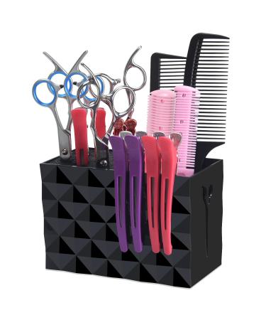 Noverlife Barber Scissors Holder Hair Scissors Large Storage Box Hairdressing Combs Clips Scissors Hair Desktop Organizer Box 2-grid Holder - Black