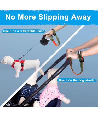 Petbonus Short Dog Leash - Adjustable Safety Bracelet with Reflective Seams & Soft Padded Handle for Roller Leashes - Khaki Green - Extra Safety for Strollers - Buy Online on SooperMarket.com