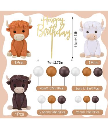Kigley 25 Pcs Highland Cow Cake Toppers Highland Cow Figurine Foam Balls Mini Balloons Cake Toppers Acrylic Birthday Highland Cattle Cake Decoration for Highland Cow Farm Animal Birthday Party - Buy Online on SooperMarket.com
