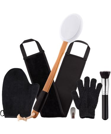 Yoove Self Tanning Mitt Applicator Bundle 5 Piece - Largest Self Tan Kit (Includes Back Lotion Applicator  Self Tanner Mitt  Tanning Glove  Exfoliating Self Tanner Brush and Back Rub Mitten) Self Care Bundle (Tanning Kit...