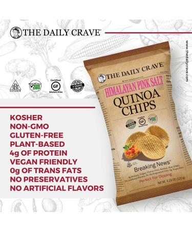 The Daily Crave Himalayan Pink Salt Quinoa Chips 4.25 Oz (Pack of 8) - Gluten-Free & Non-GMO Snack with 4g Protein and 2g Fiber - Buy Online on SooperMarket.com