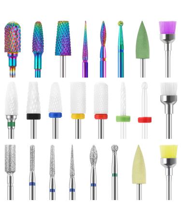MAQUITA 24pcs Nail Drill Bits Professional Ceramic Tungsten Alloy Nail Drill Bits Gel Nails Accessories Remove Gel Acrylic Cuticle Cutter Bits for Manicure Pedicure