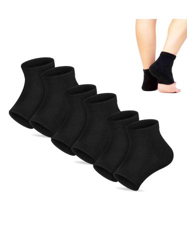 3 Pairs Moisturizing Gel Heel Socks Soft Ventilate Gel Heel Socks Open Toe Socks for Dry Hard Cracked Skin Moisturizing Day Night Care Skin (3P Black)