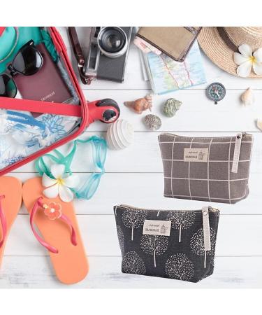 Shop Multifunctional Canvas Makeup Bag Set - 2 Portable Cosmetic Bags for Travel Office & School - Black/Gray Checkered - Buy Online on SooperMarket.com