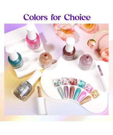 MIZHSE 15ML Quick Dry Holographic Nail Polish Shimmer Glitter Nail Polish Varnish Magic Colour Change Iridescent Nail Lacquer Long Lasting No Need Lamp Cure 001 LSZJY001 - Buy Online on SooperMarket.com