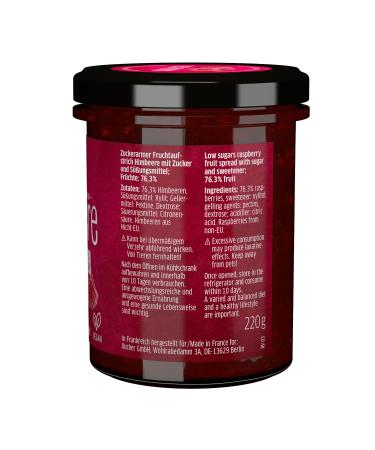 Xucker Raspberry Fruit Spread - Vegan Low Sugar 76% Fruit Content Xylitol Sweetened 220g - Buy Online on SooperMarket.com