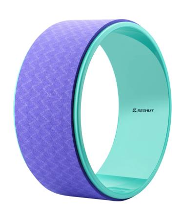 REEHUT Yoga Wheel - 12.6" x 5" Strong Premium Back Roller and Stretcher with Thick Cushion for Dharma Yoga Pose, Backbend & Stretching Purple, 32*13cm