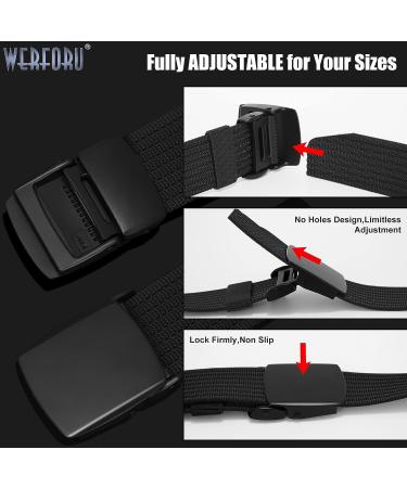 WERFORU Men's Military Tactical Nylon Belt with Metal Buckle - Breathable Webbing Canvas - Black (Size Below 40) - Buy Online on SooperMarket.com