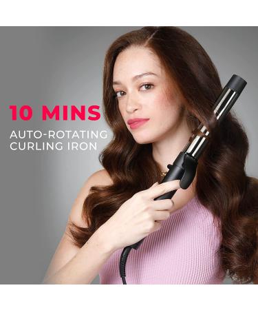 TYMO ROTA Automatic Curling Iron Wand 1.25 Inch - Ionic Rotating Hair Curler for Long Hair - Nano Titanium Barrel - 5 Adjustable Temps - Professional Hair Styling - Buy Online on SooperMarket.com