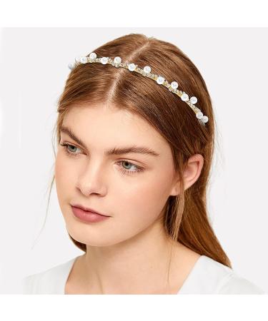 2 Pcs Pearl Rhinestone Headbands - Bridal Hair Hoop for Elegant Women and Girls - Buy Online on SooperMarket.com