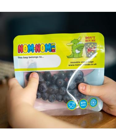 Nom Nom Kids 10 Reusable Snack Bags - Monster Design, BPA-Free, No Leak, Air-Tight, Ideal for Baby Led Weaning, Eco-Friendly - Buy Online on SooperMarket.com