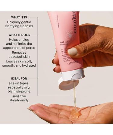 Cocokind AHA Jelly Cleanser with Hyaluronic Acid - Exfoliating Face Wash for Oily Skin | Gentle AHA BHA Cleanser - Buy Online on SooperMarket.com