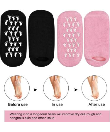Moisturizing Gel Socks - 2 Pairs with Vitamin Infusion for Dry Skin Repair | Black & Pink Spa Socks - Buy Online on SooperMarket.com