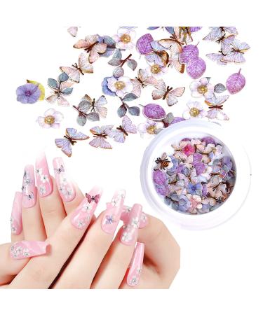 300Pcs 3D Wood Pulp Flower Nail Art Charm Set for DIY Crafting - Nail Charms Butterfly and Bow Design - S1 - Buy Online on SooperMarket.com