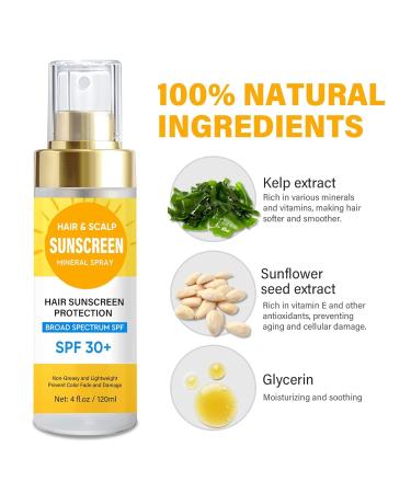 Hair & Scalp Sunscreen SPF 30 Scalp Protector Spray Prevent Hair Color Fade/Dryness Suitable for Hiking/Beach/Running Non-Greasy Formula - Buy Online on SooperMarket.com