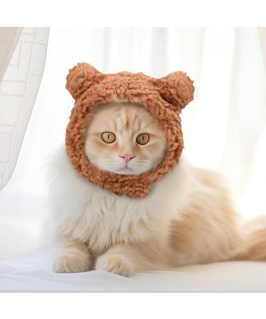 WLLHYF Cute Cat Winter Warm Bear Hat Soft Comfortable Adjustable Small Pet Headwear Costume Clothes for Cat Kitten Puppy Dog(Brown) - Buy Online on SooperMarket.com