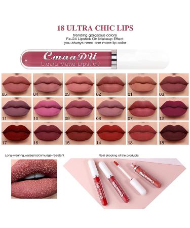 Gireatick 18 Matte Velvety Liquid Lipstick Set - Long Lasting & Waterproof Lip Stain - High Pigmented Lip Gloss Kit - Buy Online on SooperMarket.com