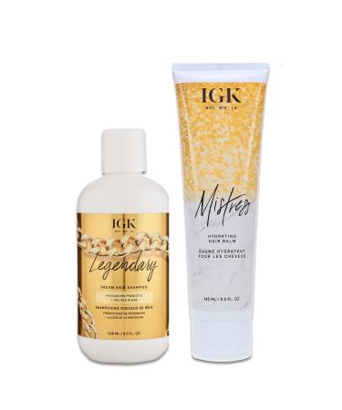 IGK LEGENDARY Dream Hair Shampoo (8 Oz) + IGK Mistress Hydrating Hair Balm (5 Oz) | Hydrated + Shine + Frizz Control | Vegan + Cruelty-Free |