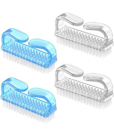 4 Pcs Nail Cleaning Brush Larbois Plastic Handle Scrubbing Brush Eco Friendly Fingernail Brush with Soft Bristles Nail Manicure Dust Brush for Hand Toes Nail Home Garden Salon use Color-7