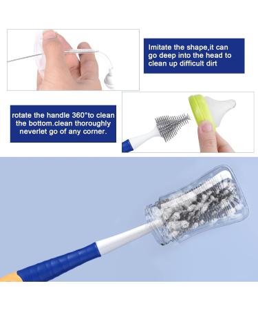 TAGVO 3 in 1 Soft Silicone Baby Bottle Cleaning Brushes Set - Teat, Straw, and Stand Cleaner for Bottles, Glasses, Thermoses, and Food Jars - Buy Online on SooperMarket.com