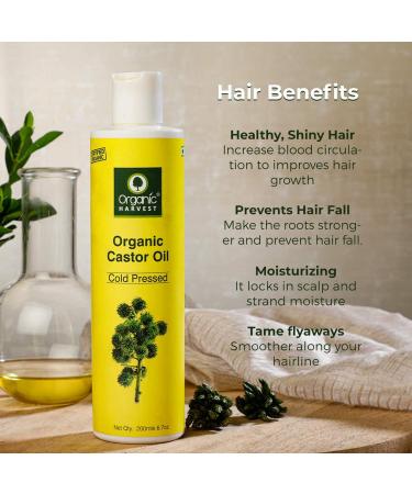 Organic Harvest Cold Pressed Castor Oil 200ml - 100% Pure & Virgin Grade for Skin Moisturization and Hair Growth - Buy Online on SooperMarket.com