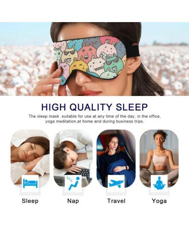 Haskirky Light Blocking Eye Mask for Deep Sleep | Adjustable & Breathable | Ideal for Travel, Yoga, Meditation | Cute Rabbit Doodle Design - Buy Online on SooperMarket.com