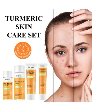 Turmeric Skin Care Gifts Set for Women - Travel Size 4-Step Kit with Cleanser Toner Serum & Cream for All Skin Types - Buy Online on SooperMarket.com