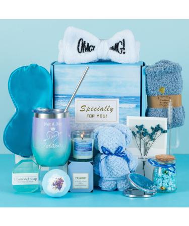 Birthday Gifts for Women Blue Gift Basket for Women Friendship Gift Relaxing Gift Set Best Friend Gift Unique Gift Ideas for Women Women Gift Box for Mom Sister Wife Girlfriend Birthday Presents