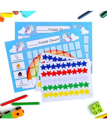 GWHOLE 2 Pack Unicorn Potty Training Reward Chart with 270 Star Stickers for Boys & Girls - Blue - Buy Online on SooperMarket.com