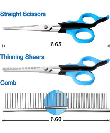 Professional Pet Grooming Scissors Set for Dogs & Cats - Straight Shears, Thinning Scissors, Grooming Comb - Small Dog Face, Ear, Paw Hair Trimming - Buy Online on SooperMarket.com