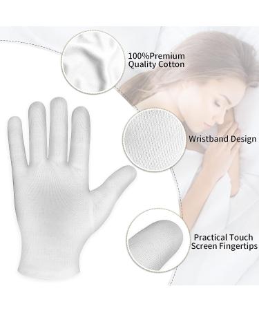 Sibba 2 Pairs Moisturizing Gloves White Cotton Gloves Overnight Bedtime Heal Eczema Sleeping Lotion Hand Spa Treatment Gloves Repair Rough Cracked Dry Chapped Hands Skin - Buy Online on SooperMarket.com