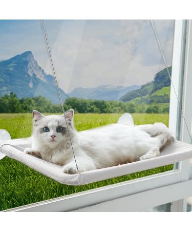 Cat Hammock Perch - Window Bed Seat Shelf for Indoor Cats | Safety Resting Shelf for 2 Cats | 360 Sunny Seat Space Saving Cat Bed (Khaki) - Buy Online on SooperMarket.com