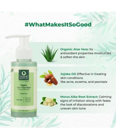3-in-1 Organic Face Wash for Dry & Normal Skin | Daily Cleansing Scrubbing & Glowing | Paraben & Sulphate Free - 100 ml - Buy Online on SooperMarket.com