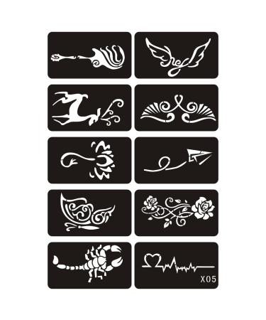 Xmasir 5 Sheets 70pcs Small Glitter Woman Drawing Tattoo Stencil Set for Kids - Cute Airbrush Stencils & Templates - Buy Online on SooperMarket.com