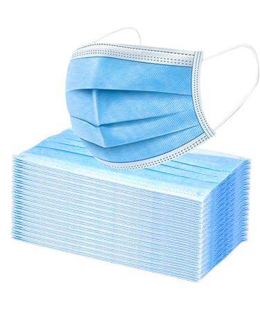 200pcs Breathable Disposable Blue Face Masks,3-Ply Non-woven Comfortable Face Masks,Suitable for Prevent Droplets,Industrial Applications,Production Workshop,Dust Exposure.